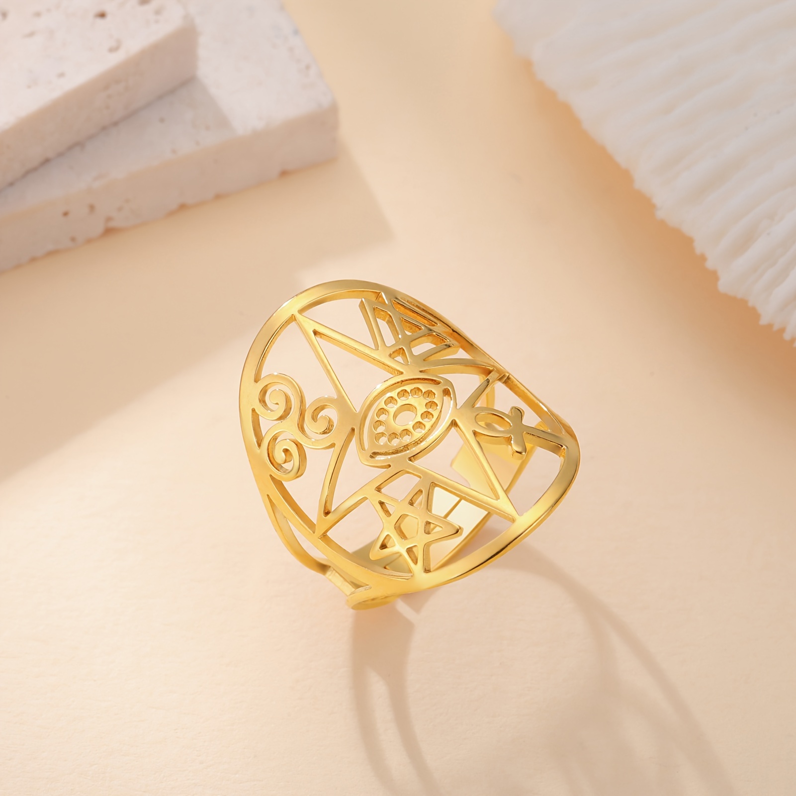 Men's Adjustable Celtic Knot Star Ring, Bohemian Vintage Style